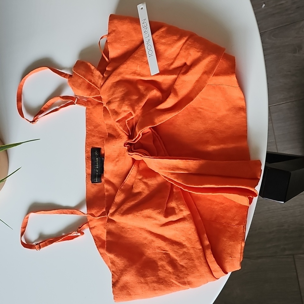 NWT House of Harlow 1960 Orange Sleeveless Tie Front Crop Tank Top - Picture 2 of 7
